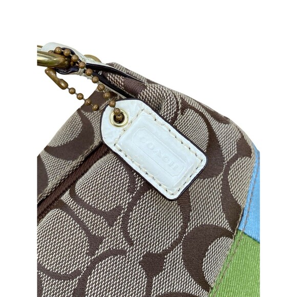 Coach Signature Multi-Color Stripe Shoulder Bag 40540 Top Handle Pouch - Picture 9 of 16